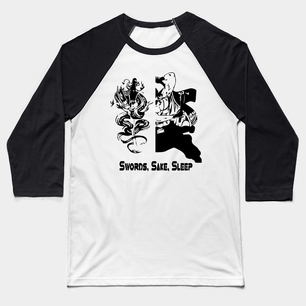 swords sake sleep roronoa zoro anime samurai one piece gift Baseball T-Shirt by Mirak-store 